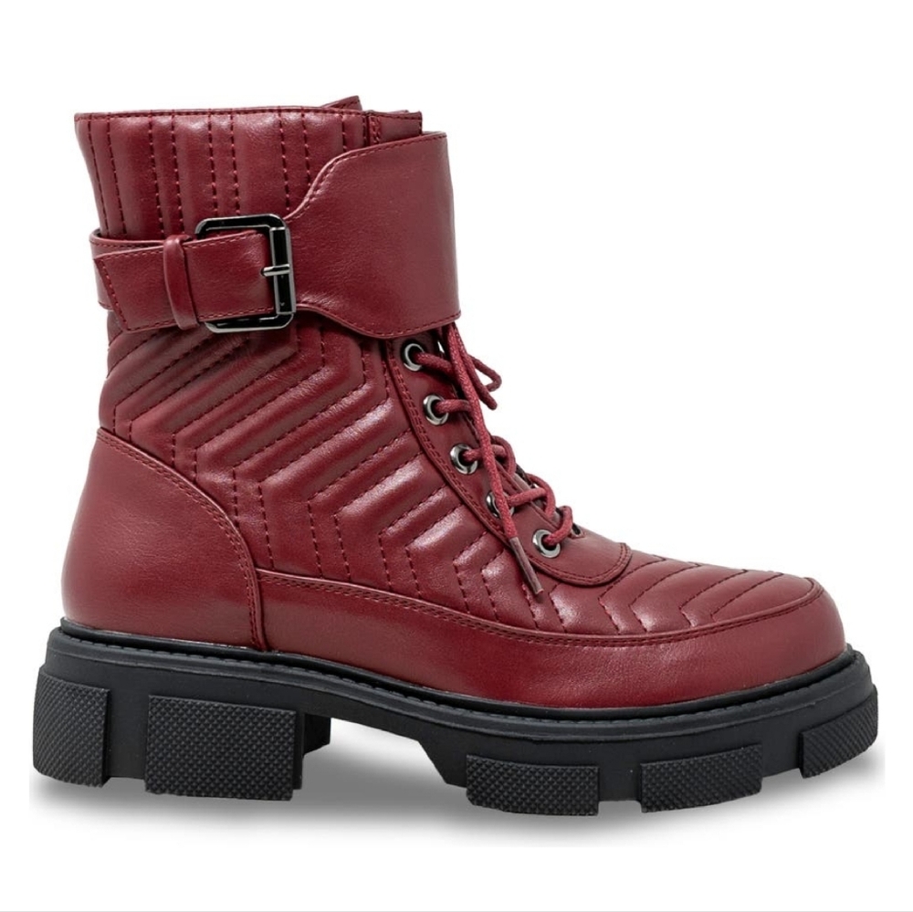 CHASE & CHLOE MARVEO QUILTED LUG COMBAT BOOTS
